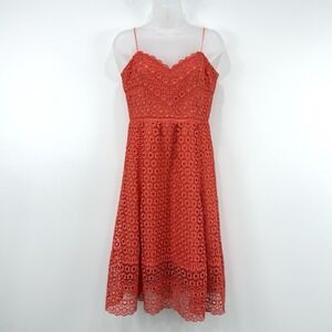 J Crew Dress Women's 2 Orange Daisy‎ Lace Eyelet Beachy Coastal Event Feminine